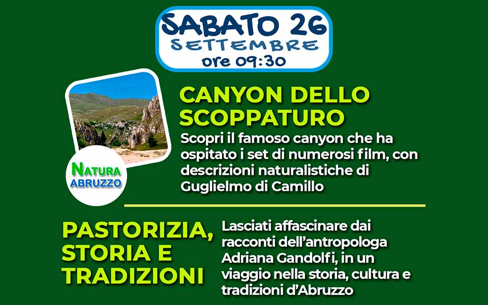Canyon dello Scoppaturo, pastorizia e tradizioni: sabato 26 settembre l’ultimo appuntamento gratuito delle Passeggiate di Settembre